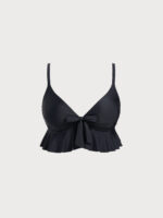 Black Lace-Up Ruffled Plus Size Tankini Top - Image 6