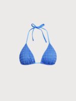 Blue Mesh Halter Triangle Bikini Top - Image 5