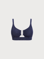 Blue Glitter Cut Out Plus Size Bikini Top - Image 6