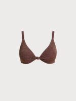 Dark Coffee Shimmer Plus Size Bikini Top - Image 5
