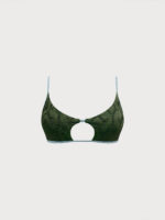 Dark Green Textured Cutout Bikini Top - Image 5