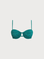 Dark Green Jacquard Cutout Underwire Bikini Top - Image 8