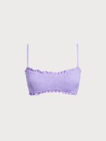 Purple Textured Ruffled Bandeau Bikini Top - Image 6