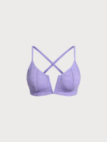 Purple Jacquard V Notch Plus Size Bikini Top - Image 5