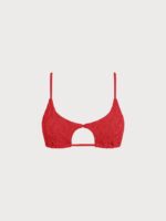 Red Textured Cutout Bikini Top - Image 7