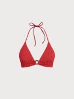 Red Textured Halter Bikini Top - Image 10
