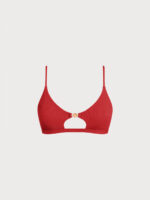 Red Cutout Gold-Accented Bikini Top - Image 6