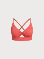 Red Jacquard Twist Plus Size Bikini Top - Image 6