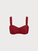 Red Ruched Plus Size Bikini Top - Image 5