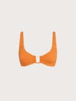 Orange Jacquard U-Ring Cross Back Bikini Top - Image 8