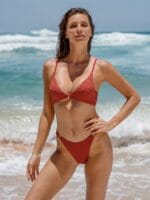Orange O-Ring Textured Bikini Top - Image 4