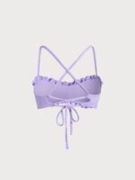 Purple Textured Ruffled Bandeau Bikini Top - Image 7
