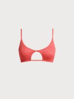 Red Jacquard Cut Out Bikini Top - Image 7
