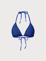 Blue Solid Halter Triangle Bikini Top - Image 6
