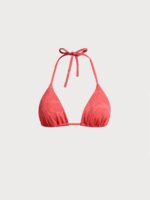 Red Jacquard Triangle Bikini Top - Image 8