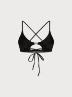 Black Cutout Gold-Accented Bikini Top - Image 8