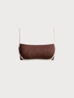 Dark Coffee Jacquard X Cross Bikini Top - Image 6
