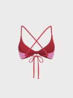 Red-Pink Reversible Knot X Cross Bikini Top - Image 10