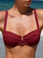Wine Red Textured Underwire Bikini Top - Image 3