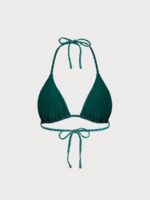 Dark Green Textured Triangle Bikini Top - Image 9