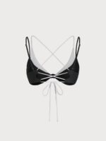 Black & White Color Block Knotted Triangle Bikini Top - Image 8