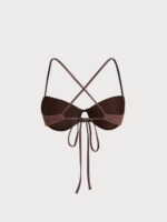 Dark Coffee Ruched Underwire Bikini Top - Image 7
