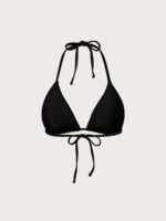 Black Solid Halter Triangle Bikini Top - Image 9