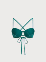 Dark Green Jacquard Cutout Underwire Bikini Top - Image 9
