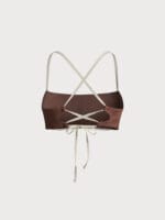 Dark Coffee Jacquard X Cross Bikini Top - Image 7