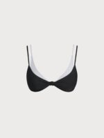 Black & White Color Block Knotted Triangle Bikini Top - Image 7