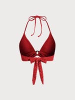 Red Textured Halter Bikini Top - Image 11