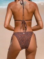 Leopard Print Halter Triangle Bikini Top - Image 2