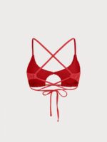 Red Textured Cutout Bikini Top - Image 8