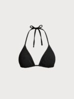 Black Solid Halter Triangle Bikini Top - Image 8