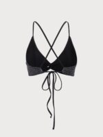Black Polka Dot X Cross Bikini Top - Image 5