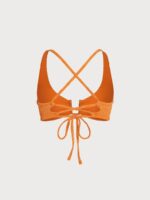 Orange Jacquard U-Ring Cross Back Bikini Top - Image 9