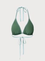 Dark Green Jacquard Halter Bikini Top - Image 8