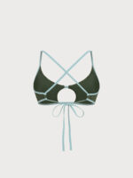 Dark Green Textured Cutout Bikini Top - Image 6