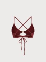 Wine Red Cutout Gold-Accented Bikini Top - Image 7