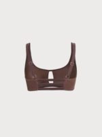 Dark Coffee Lurex Cutout Plus Size Bikini Top - Image 6
