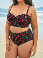 Cherry Print Plus Size Tankini Top - Image 3