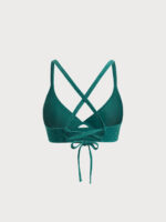 Green Lurex X Cross Plus Size Bikini Top - Image 6