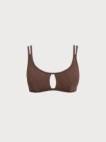 Dark Coffee Lurex Cutout Plus Size Bikini Top - Image 5