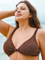 Dark Coffee Shimmer Plus Size Bikini Top