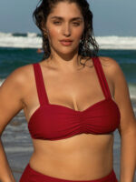 Red Ruched Plus Size Bikini Top
