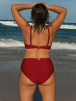 Red Ruched Plus Size Bikini Top - Image 2