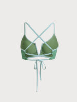 Dark Green Jacquard V Notch Plus Size Bikini Top - Image 7
