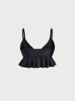 Black Lace-Up Ruffled Plus Size Tankini Top - Image 7