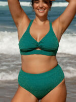 Green Lurex Twist Plus Size Bikini Top - Image 4