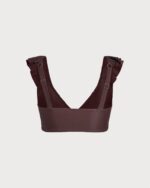 Brown Ruffled V-Neck Plus Size Bikini Top - Image 7